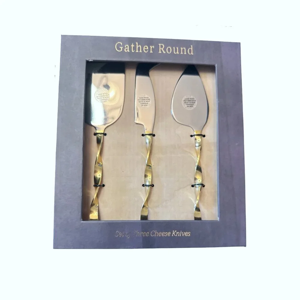NEW Paulina Metal Cheese Knives - Set of 3 - Gold, by Anthropologie